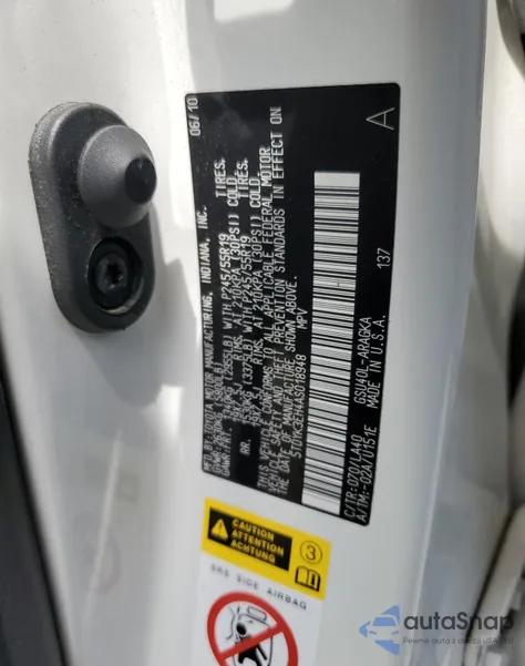 2010 Toyota Highlander Limited z USA, uszkodzony, nr VIN 5TDYK3EH4AS018948